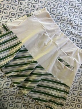 Striped Green and White Pleated Women’s Skirt